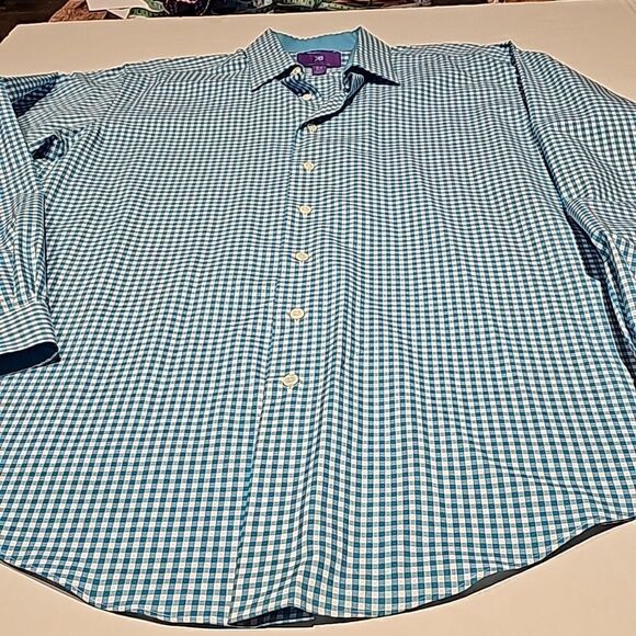 Mens gingham long sleeve button front shirt size 16-1/2. 36-37 tall - Picture 5 of 7